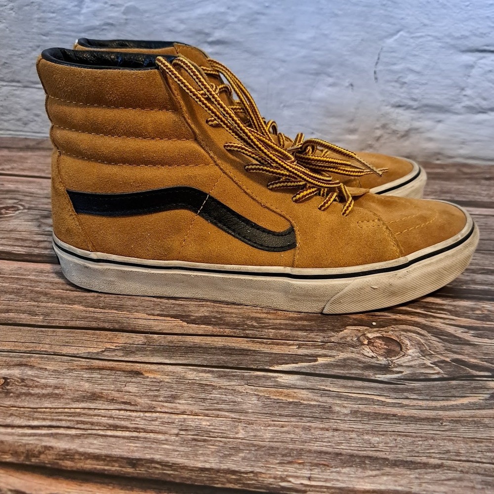 Vans Sk8-Hi Mustard Yellow Suede High Top Sneakers Mens Skate Shoes